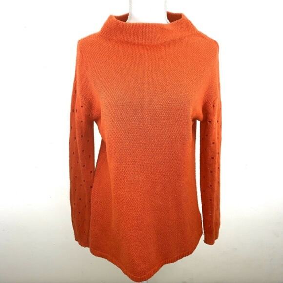 MOTH ANTHROPOLOGIE Orange Mock Neck‎ Sweater Size XS Lightweight - Picture 1 of 5